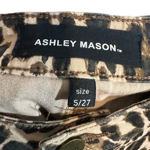 Ashley Mason Tan & Black Leopard Animal Print Cargo Skinny Pants Women Sz 5/27 - Picture 12 of 13